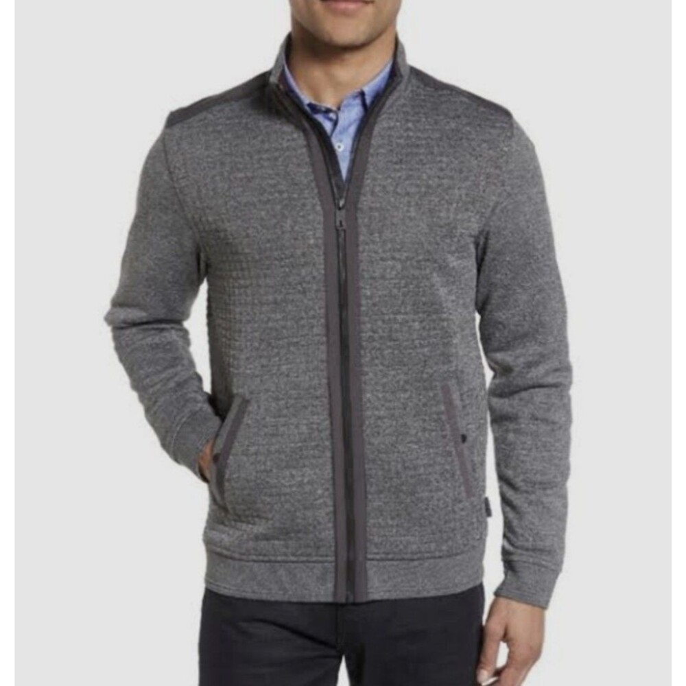 Ted Baker London Whooty Full Zip Fleece Jacket Mens Size L Gray Sweater